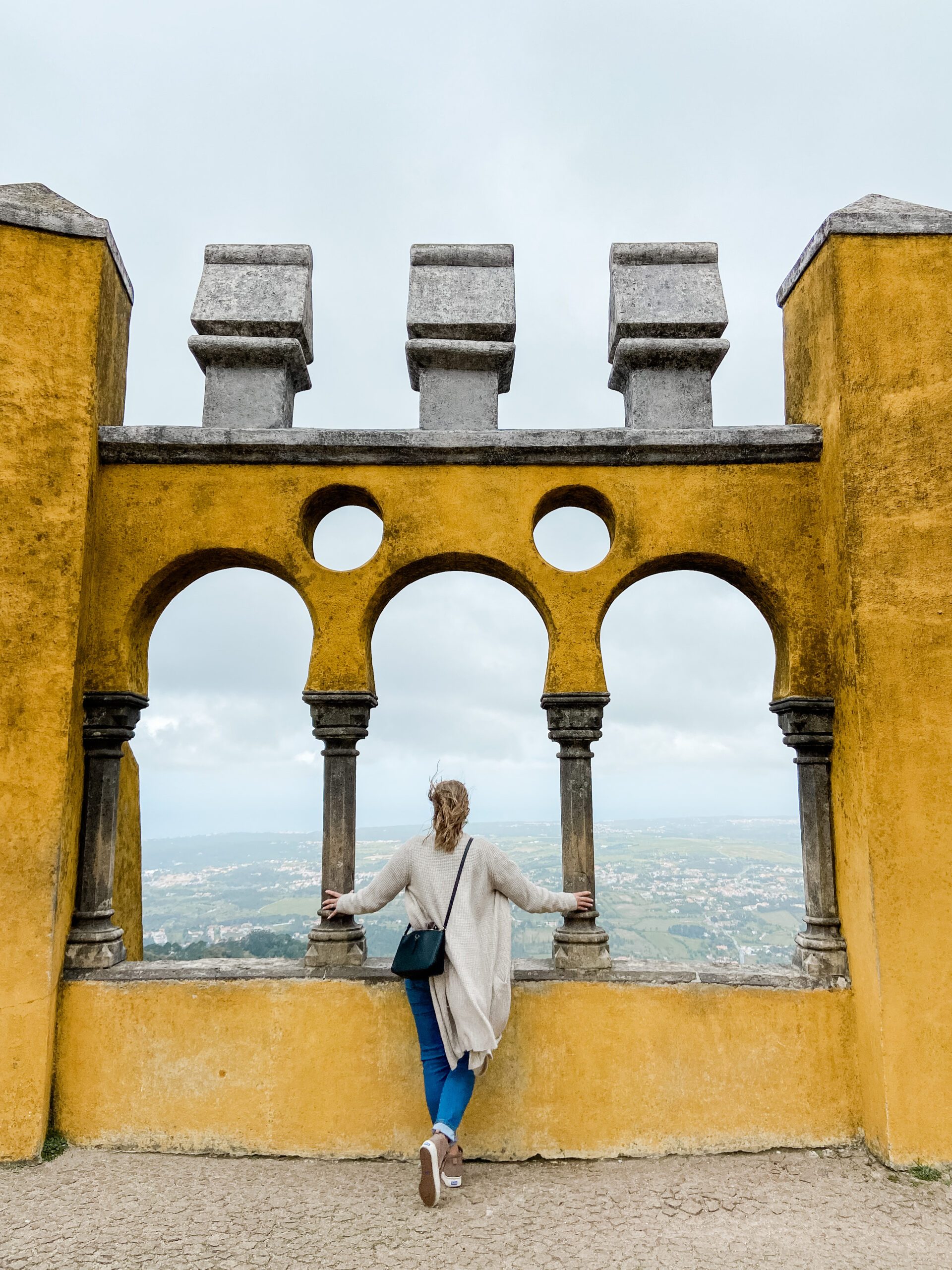 Heirlooms and Lace Studios in Europe over looking the walls of Pena Palace